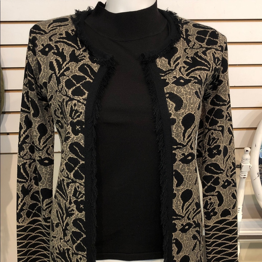 Gottardi Collection Black and Tan Patterned Cardigan